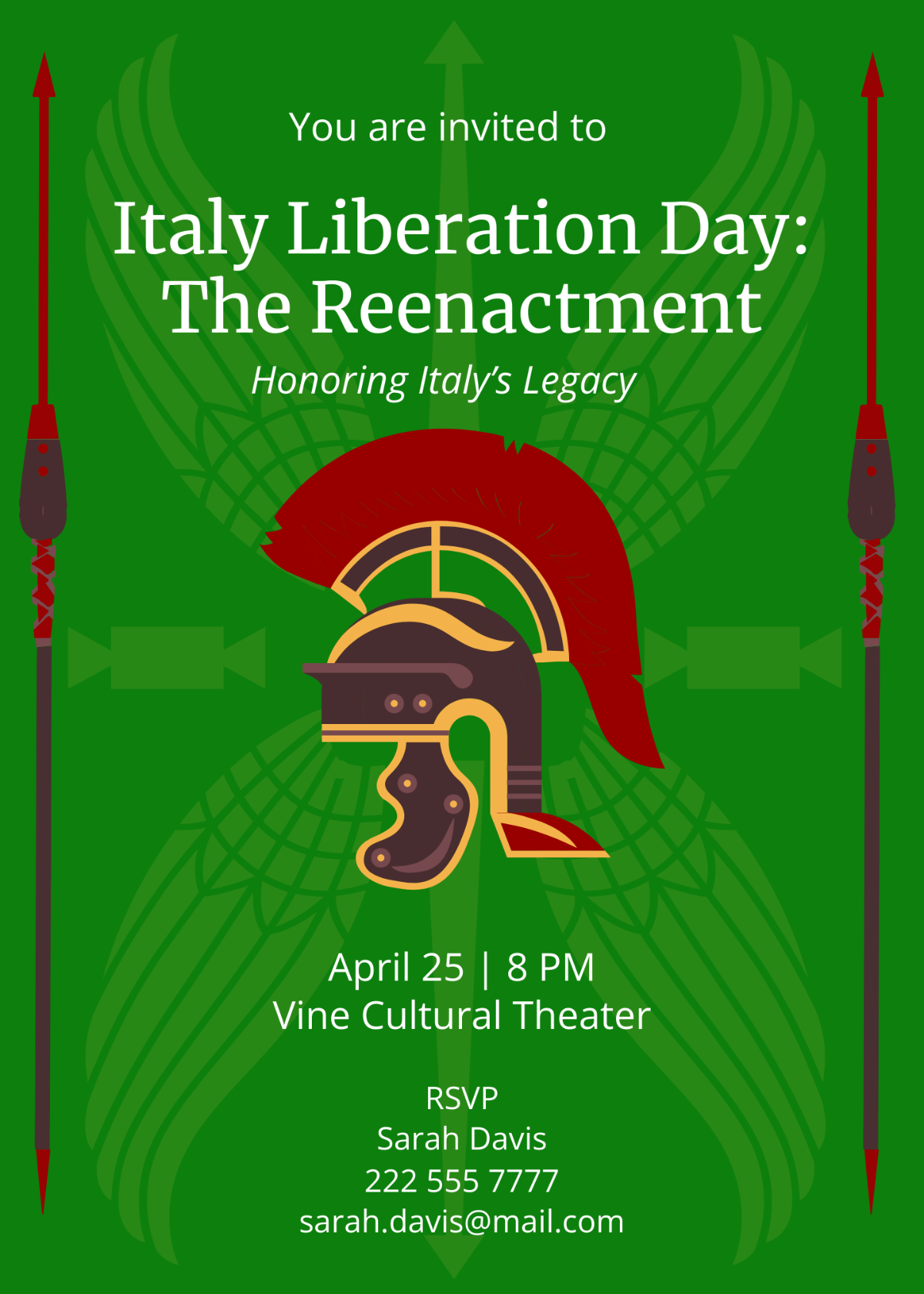 Italy Liberation Day Invitation Template - Edit Online & Download