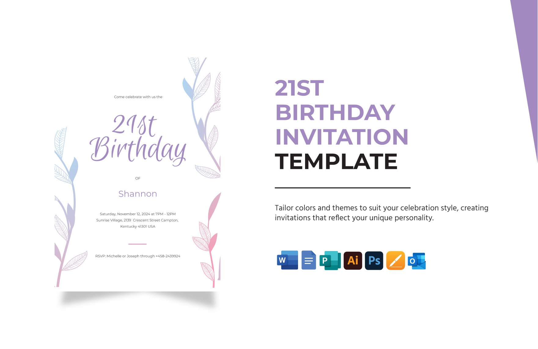 21st Birthday Invitation Template