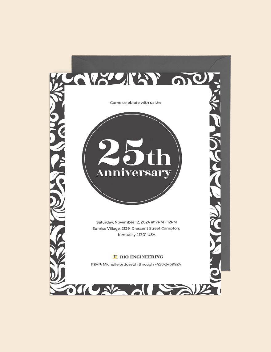 th Anniversary Invitation Editable