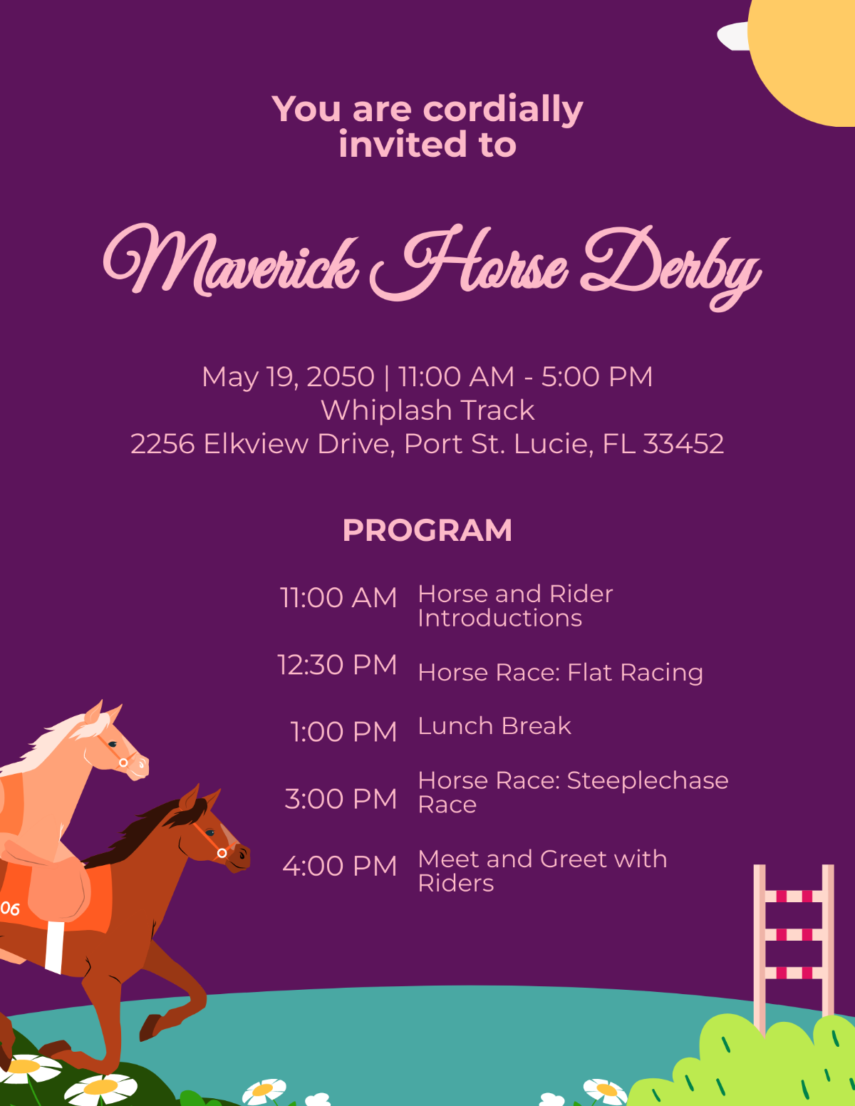 Horse Race Program Template