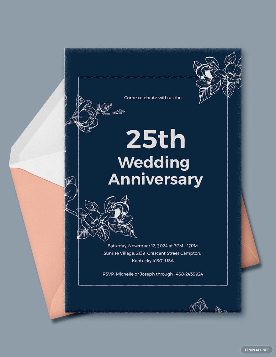 25th Wedding Anniversary Invitations Template in Pages, Illustrator, Word, Publisher, PSD, PDF, Outlook - Download | Template.net