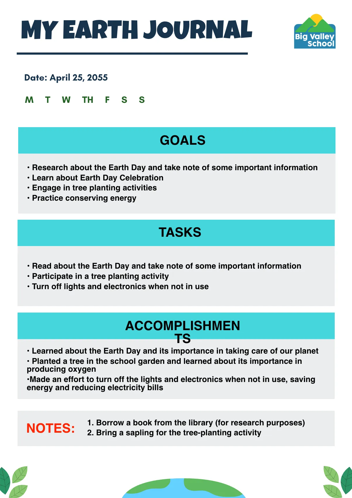Free Earth Journal Template to Edit Online