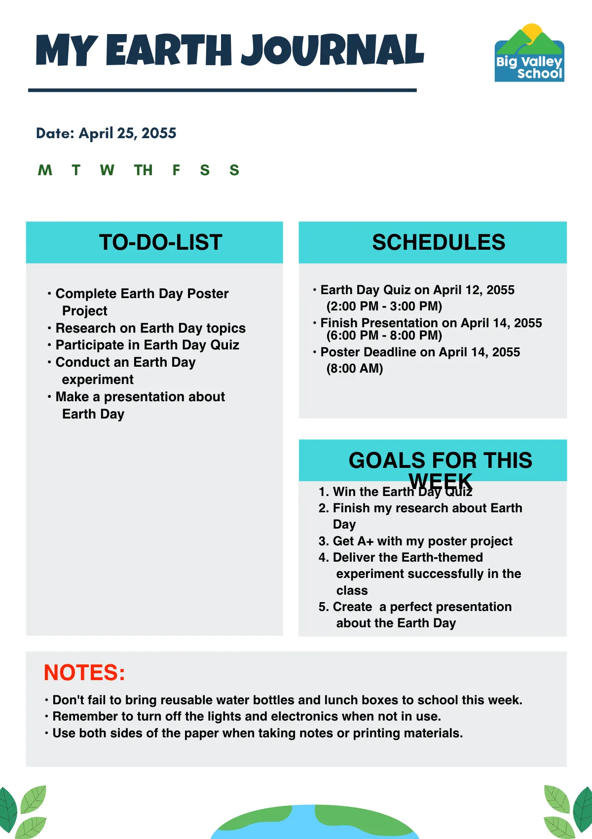 Free Earth Journal Template to Edit Online