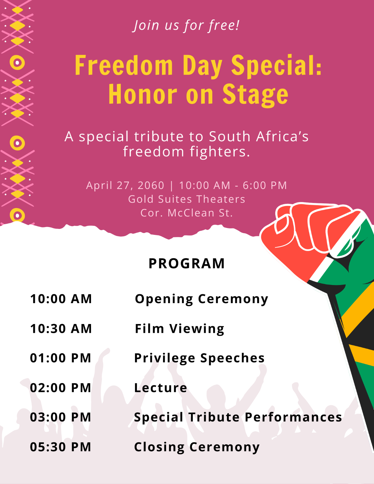 South Africa Freedom Day Program Template