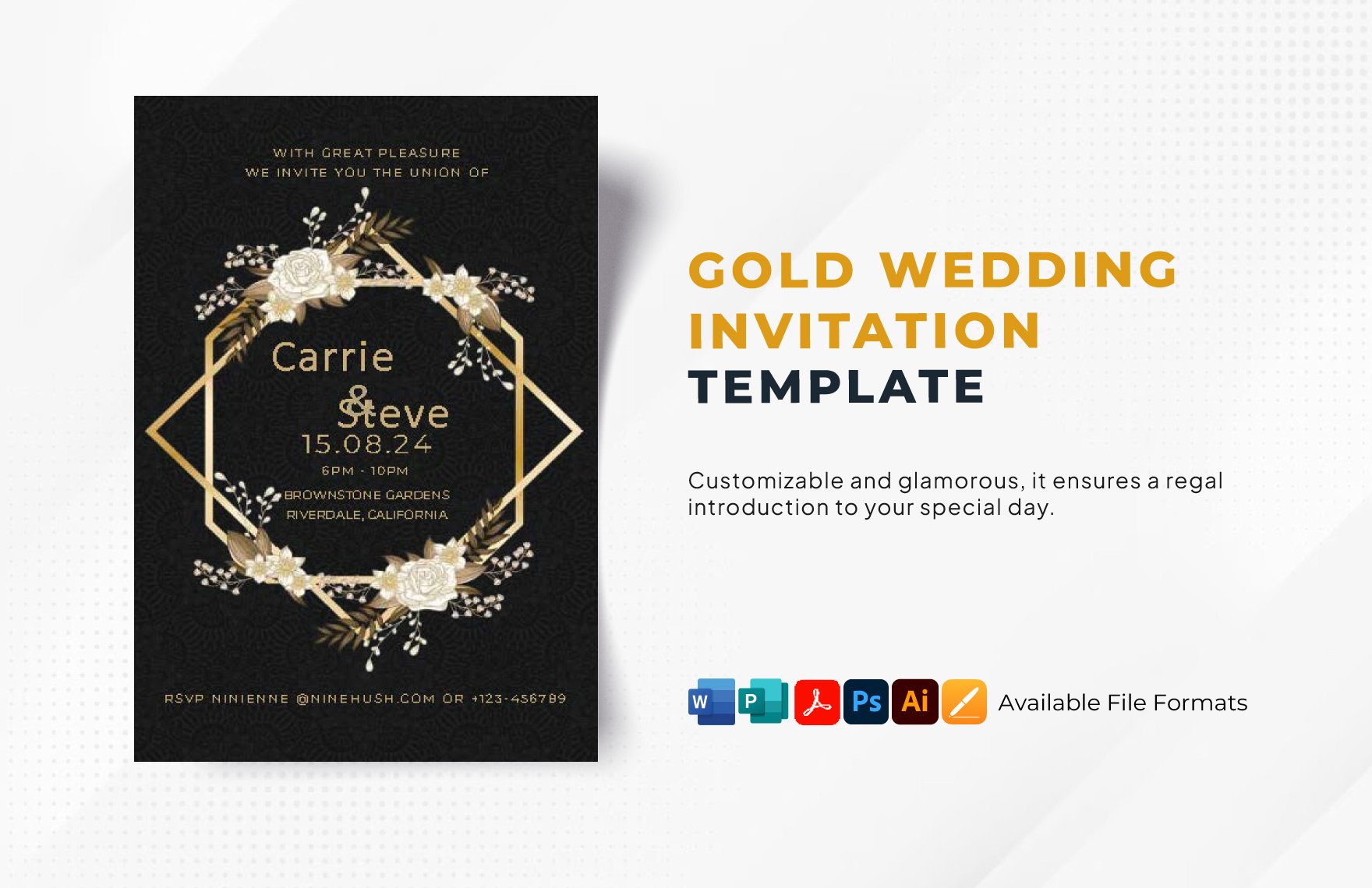 Gold Wedding Invitation Template