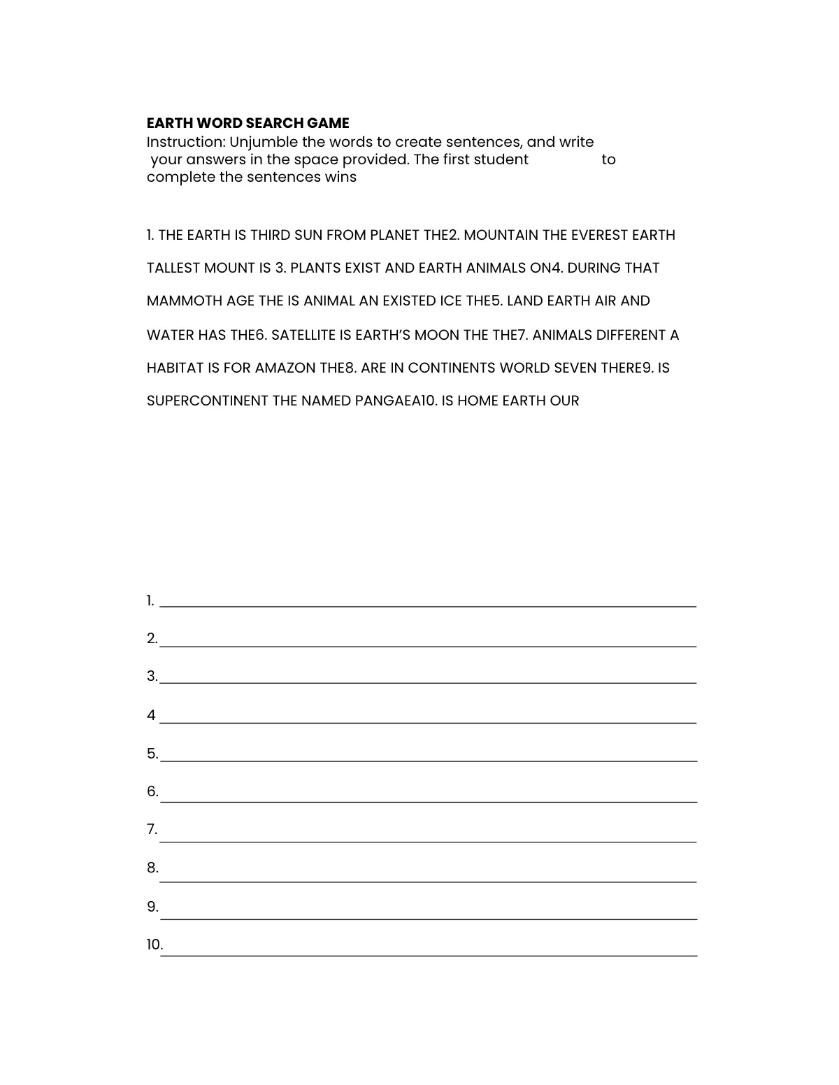 Free Earth Game Template to Edit Online