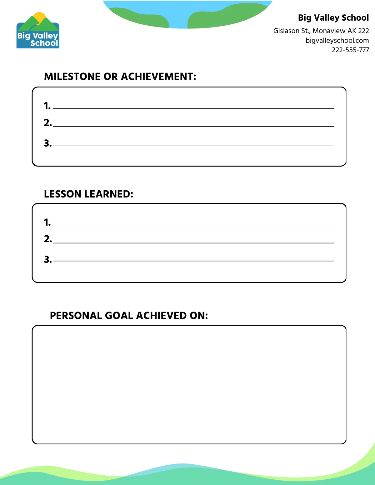 Free Earth Goals Template to Edit Online