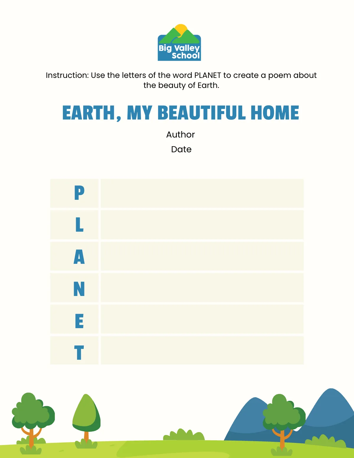 Free Earth Poem Template to Edit Online