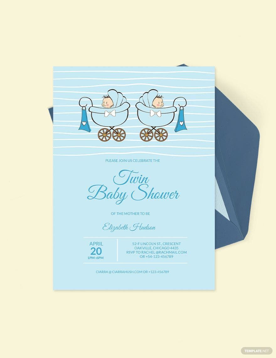 Twin Baby Shower Invitation Template