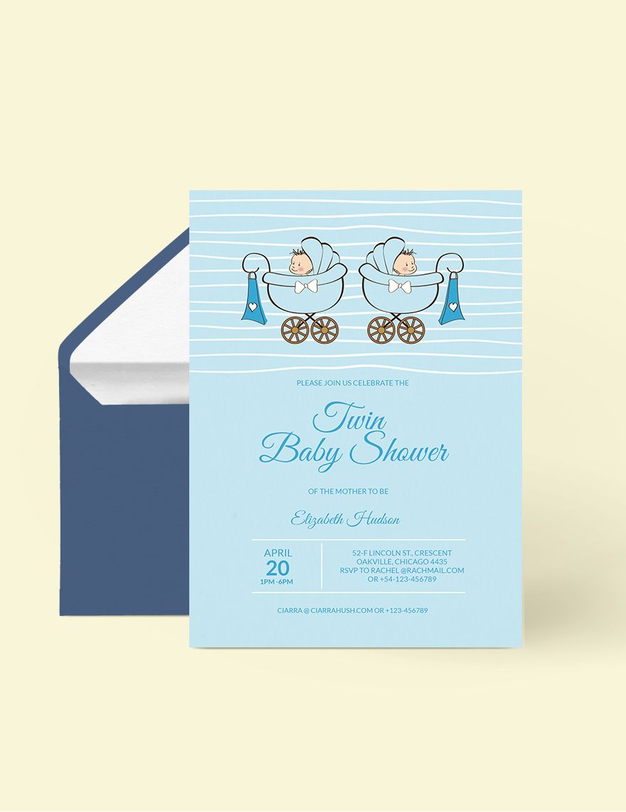 Twin Baby Shower Invitation Editable