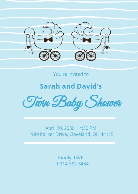 Twin Baby Shower Invitation Template [Free JPG] - Illustrator, Word, Apple Pages, PSD, Publisher