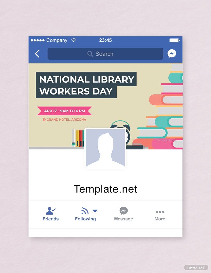 Free National Library Workers Day Facebook App Cover Template