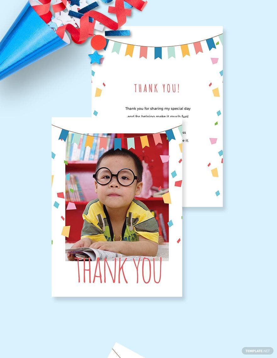 Birthday Photo Thank You Card Template