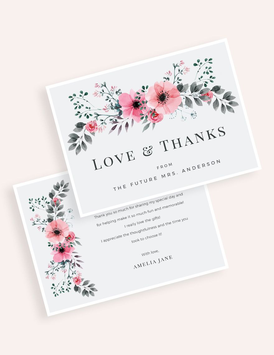 Bridal Shower Thank You Card Template