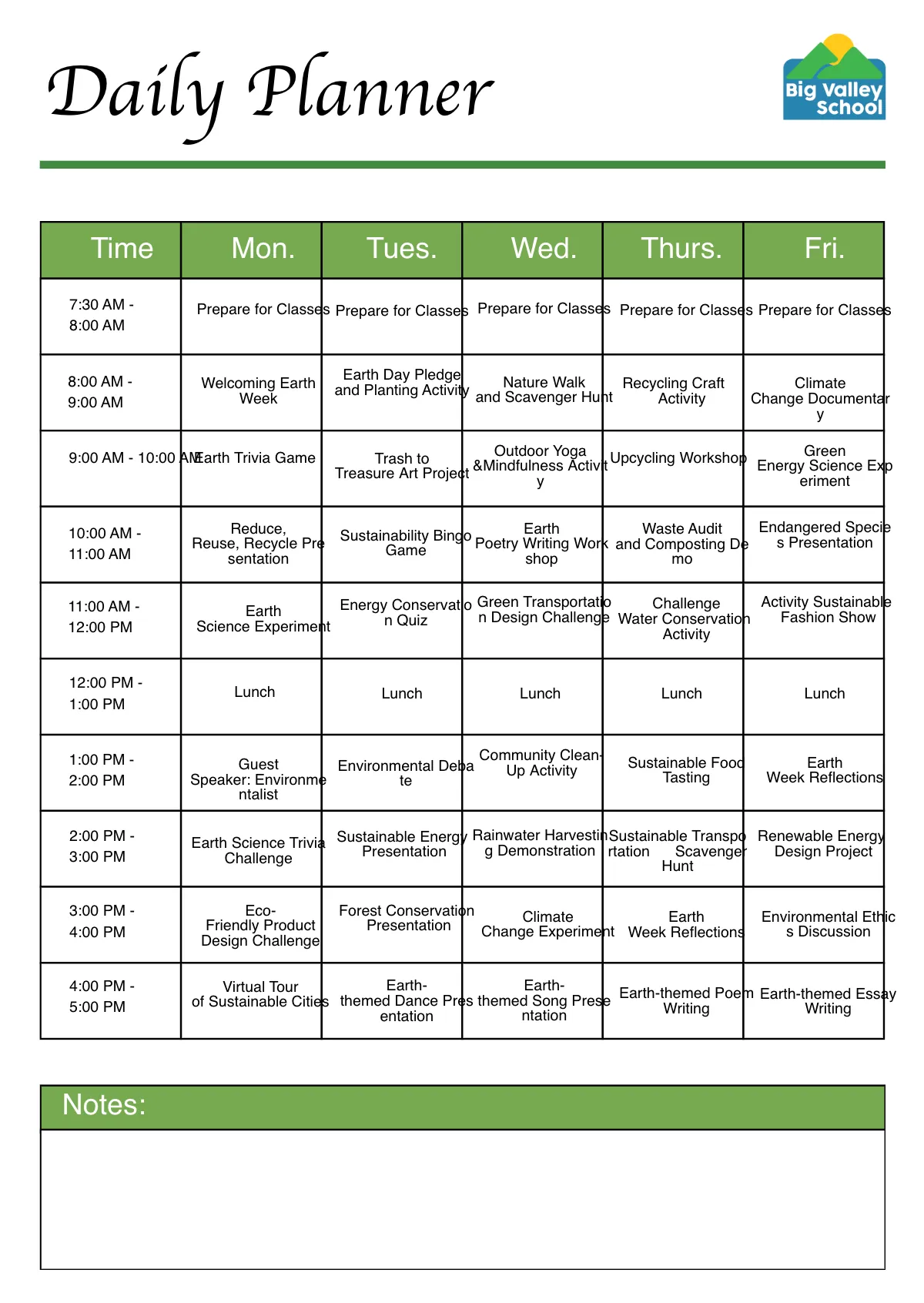 Free Earth Planner Template to Edit Online