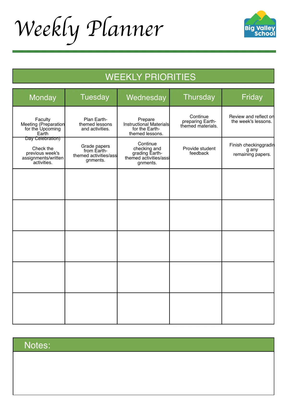 Free Earth Planner Template to Edit Online