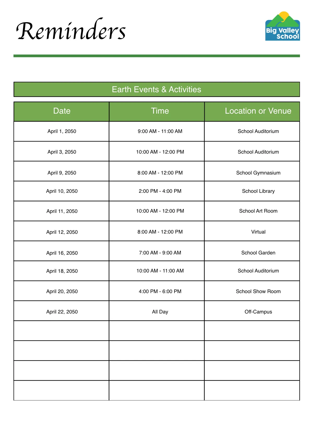 Free Earth Planner Template to Edit Online