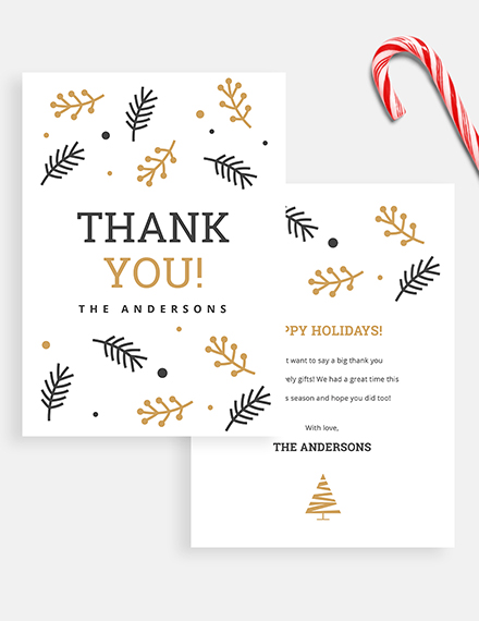 Christmas Holiday Thank You Card Template - Illustrator, Word, Apple Pages, PSD, Publisher