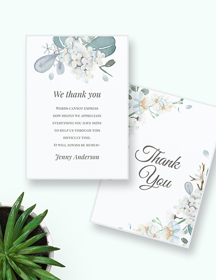 Free Condolence Thank You Card Template to Edit Online