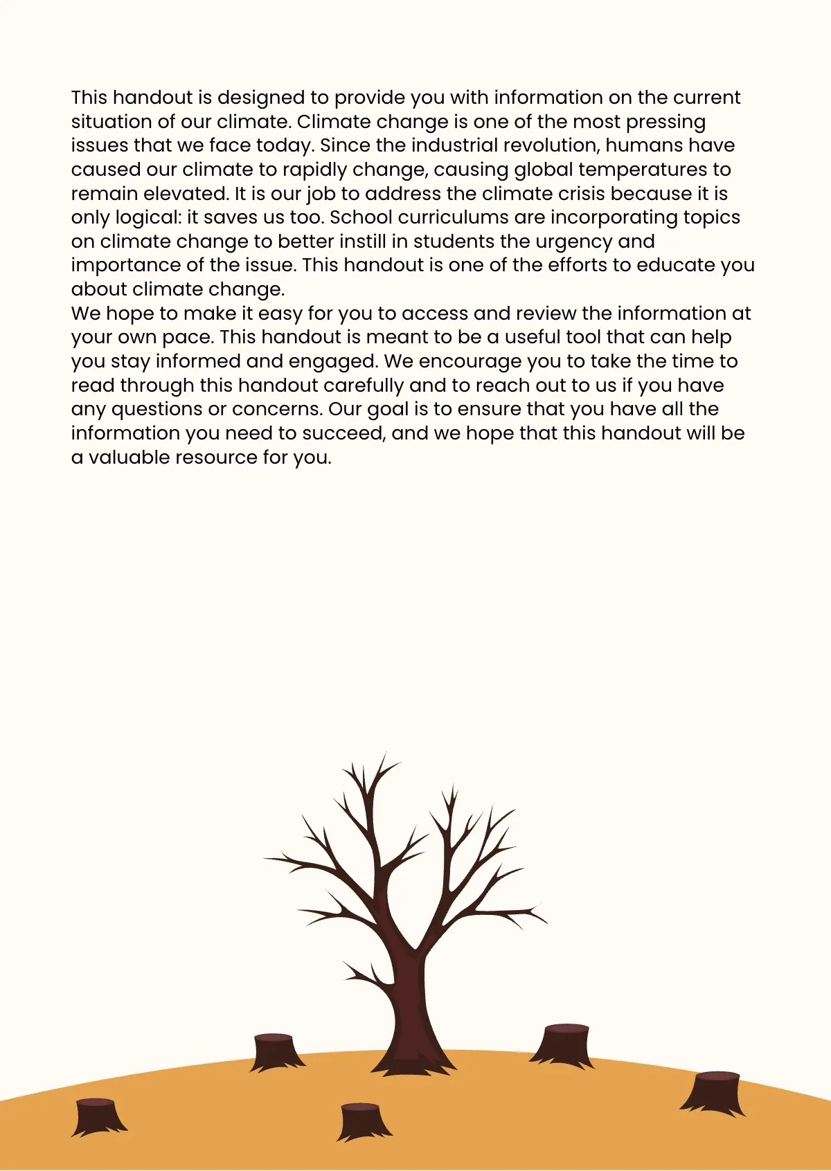 Free Climate Change Handout Template to Edit Online