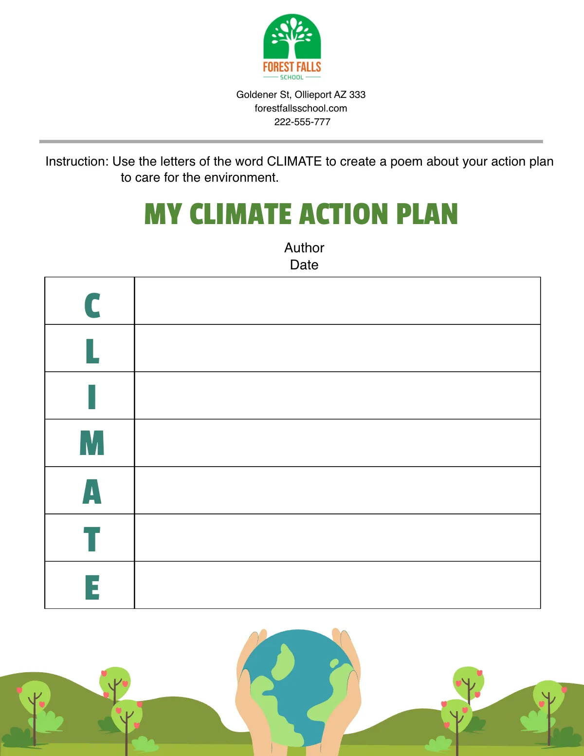 Free Climate Change Poem Template to Edit Online