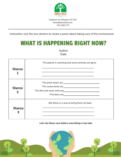 Free Climate Change Poem Template to Edit Online