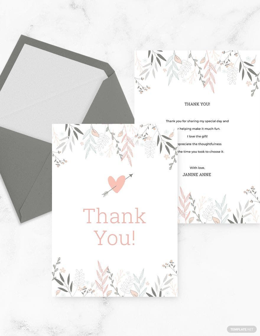 Free Floral Bridal Shower Thank You Card Template