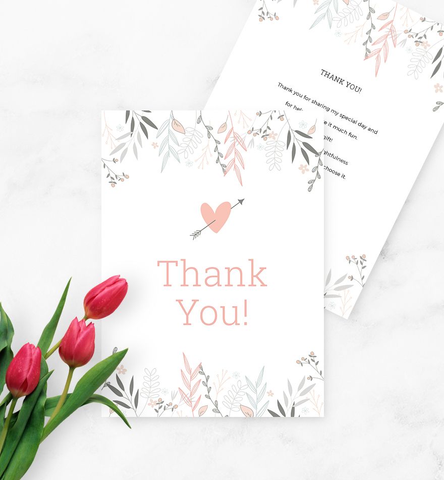 Free Floral Bridal Shower Thank You Card Template Download in Word
