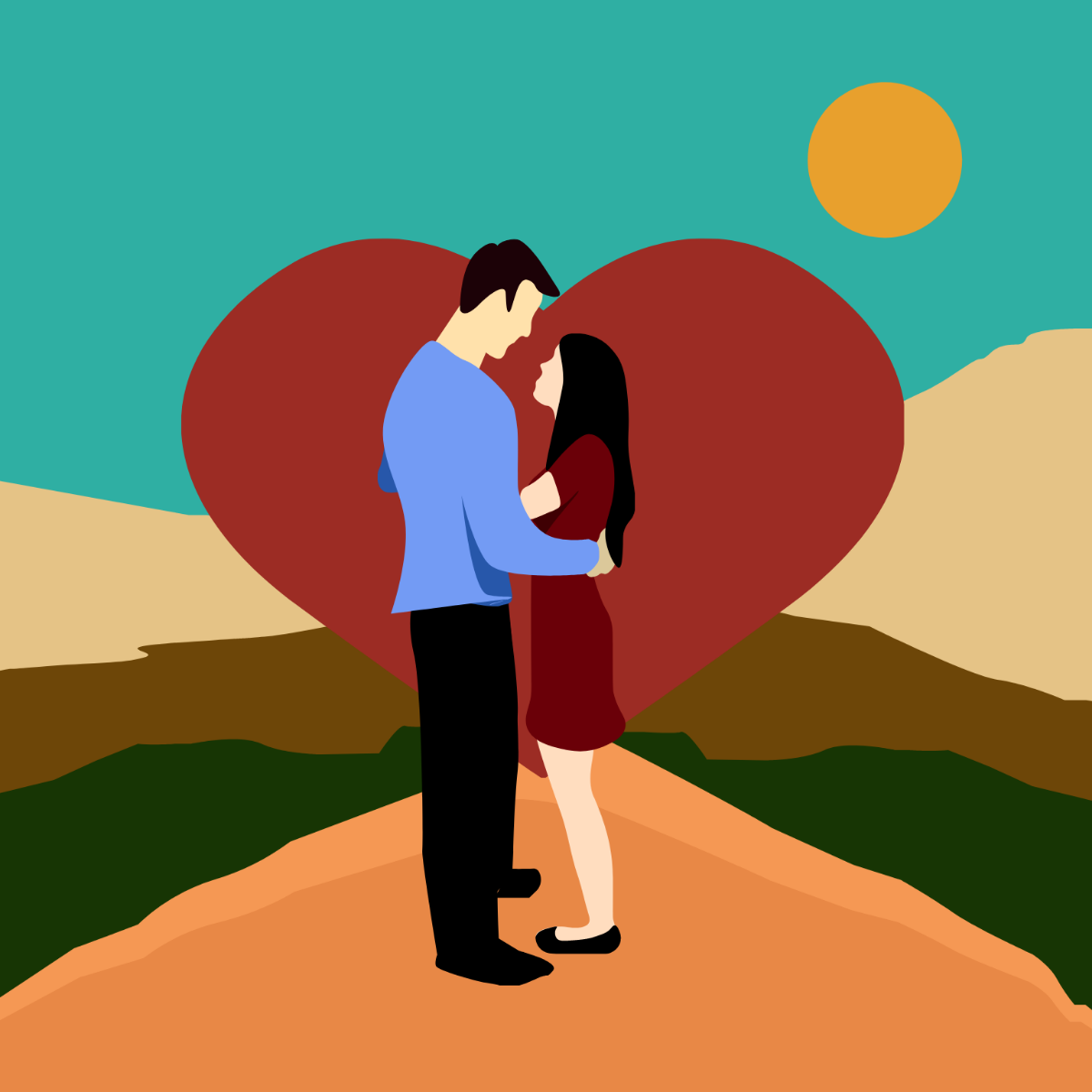 Free Couple Appreciation Month Illustration Template