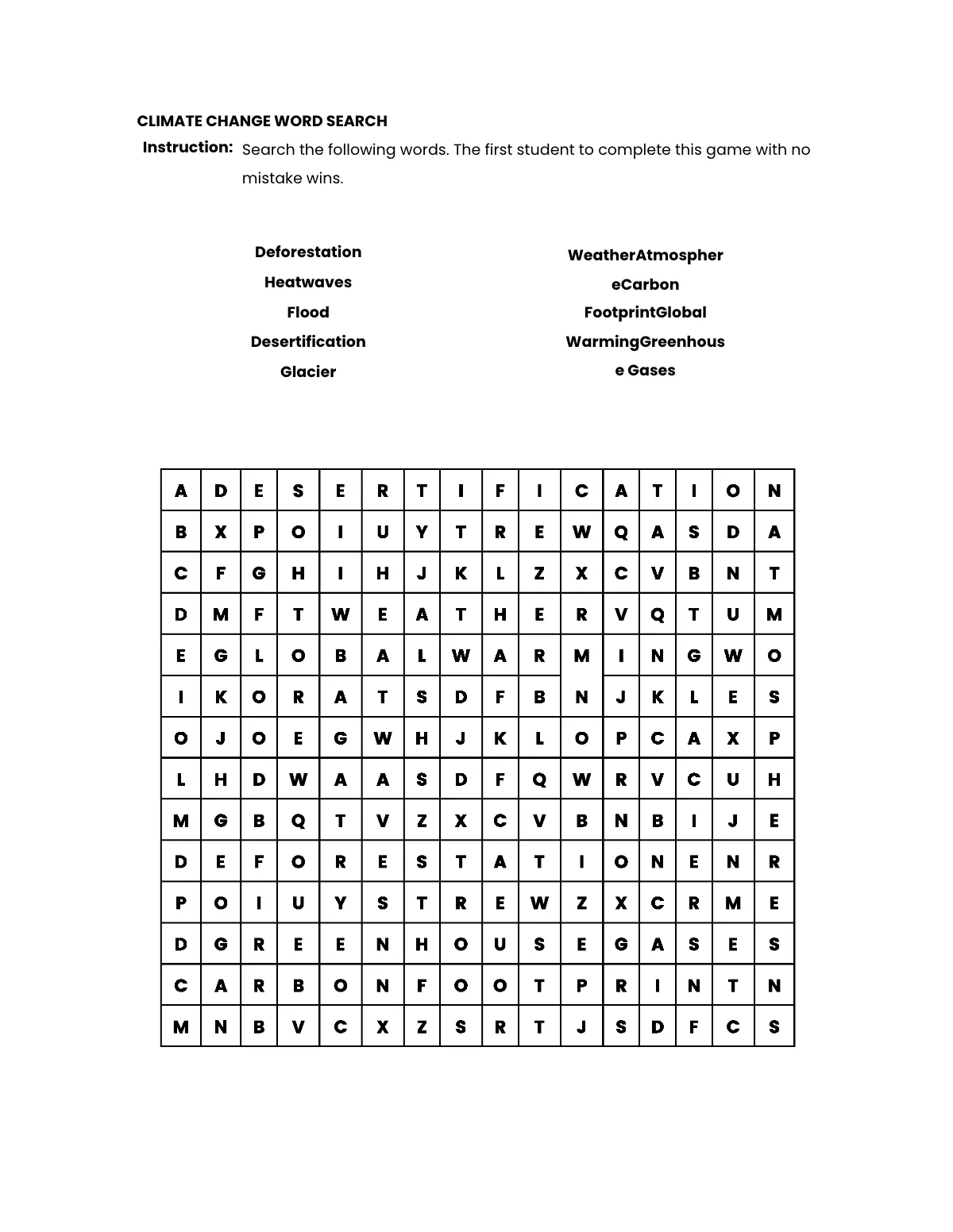 Free Climate Change Game Template to Edit Online