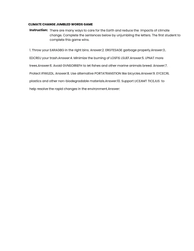 Free Climate Change Game Template to Edit Online