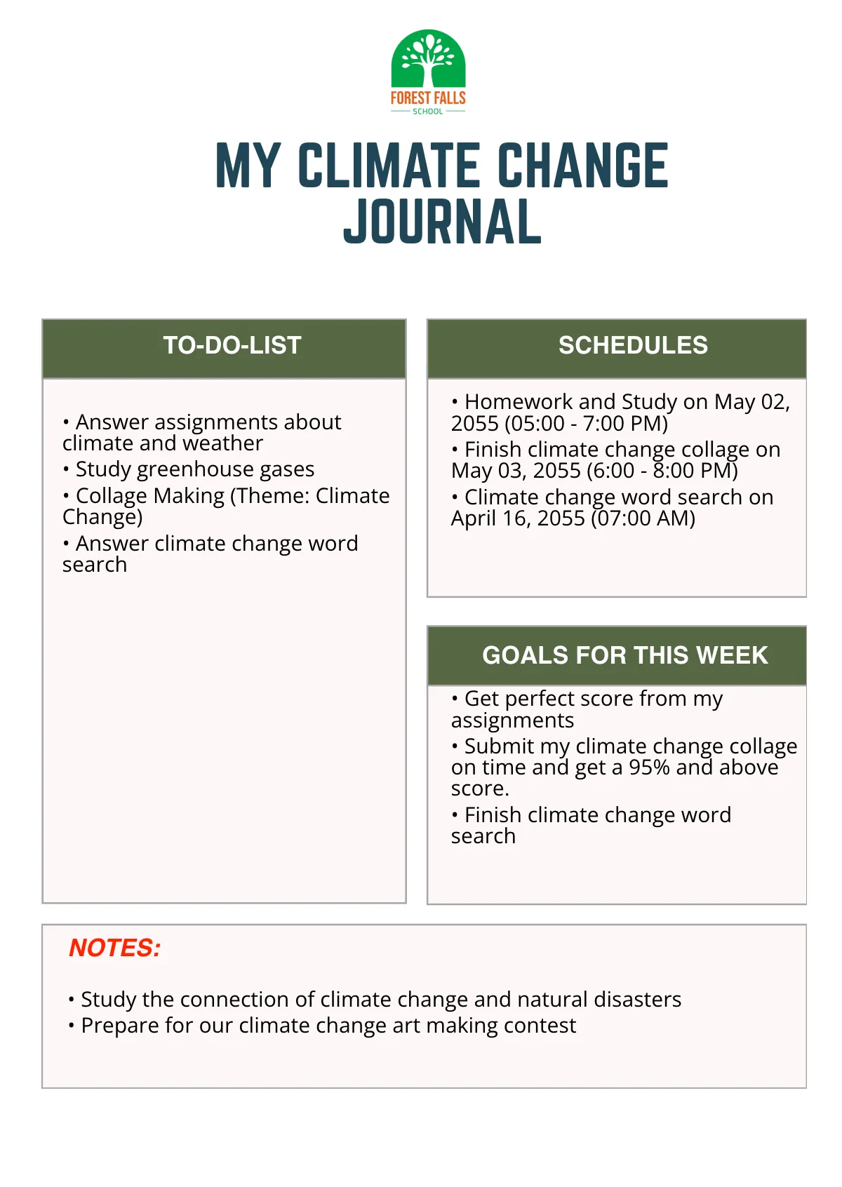 Free Climate Change Journal Template to Edit Online