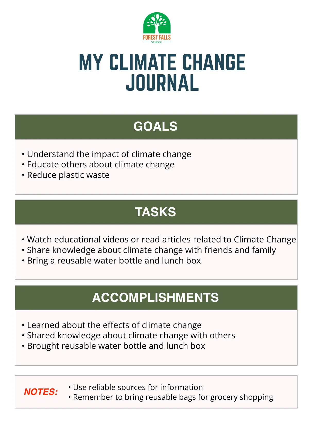Free Climate Change Journal Template to Edit Online