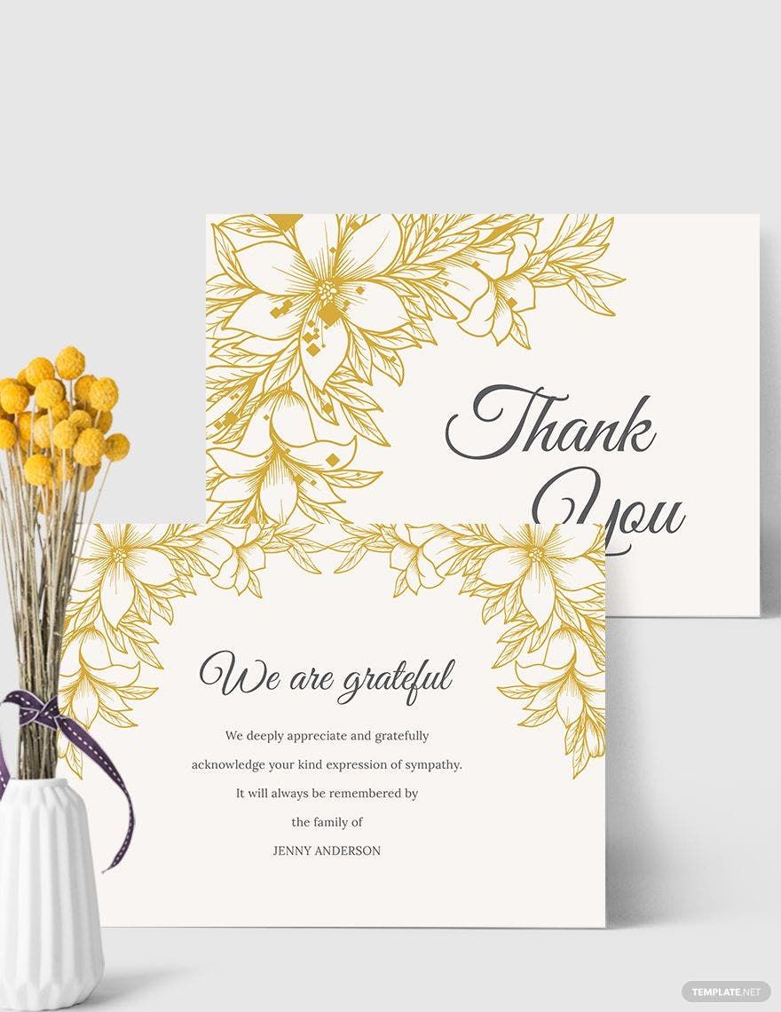 Sympathy Thank You Card Template in Publisher, Illustrator, PSD, Pages, Word - Download | Template.net