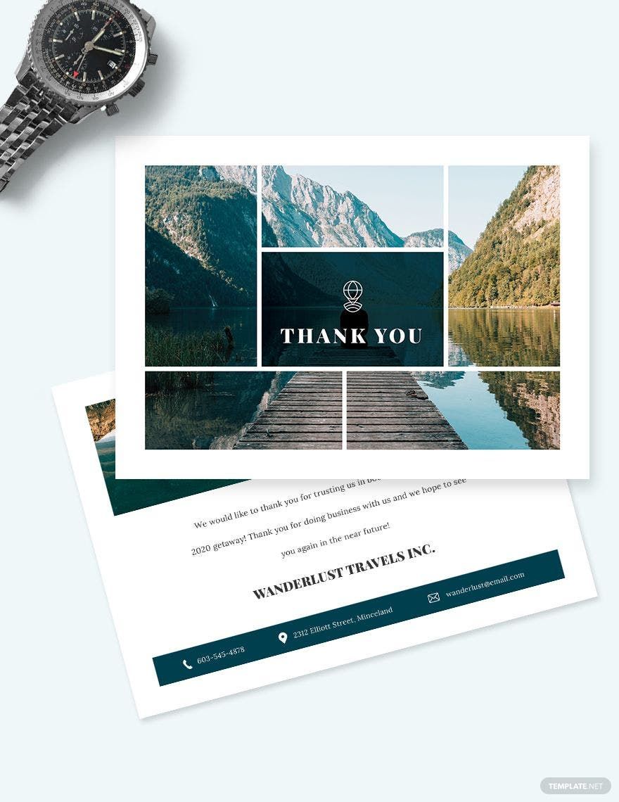Travel Agency Thank You Card Template