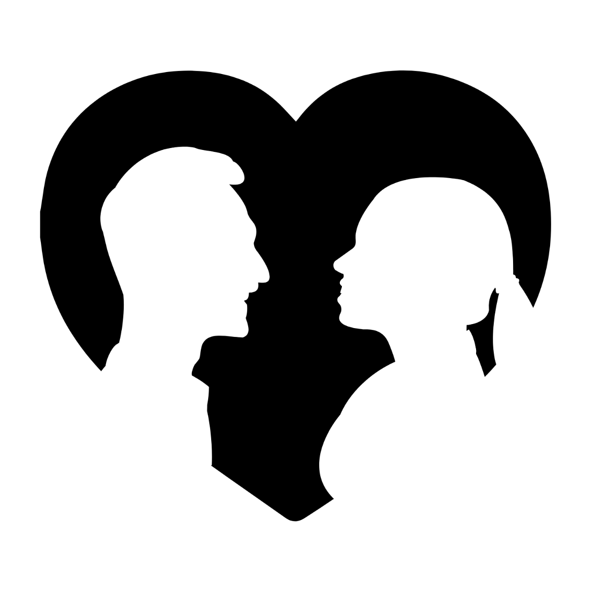 Free Couple Appreciation Month Silhouette Template