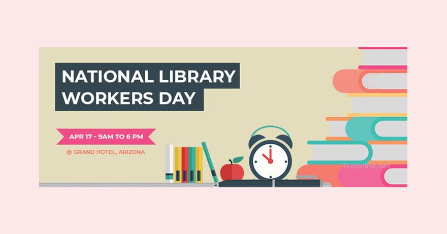 Free National Library Workers Day Facebook Event Cover 