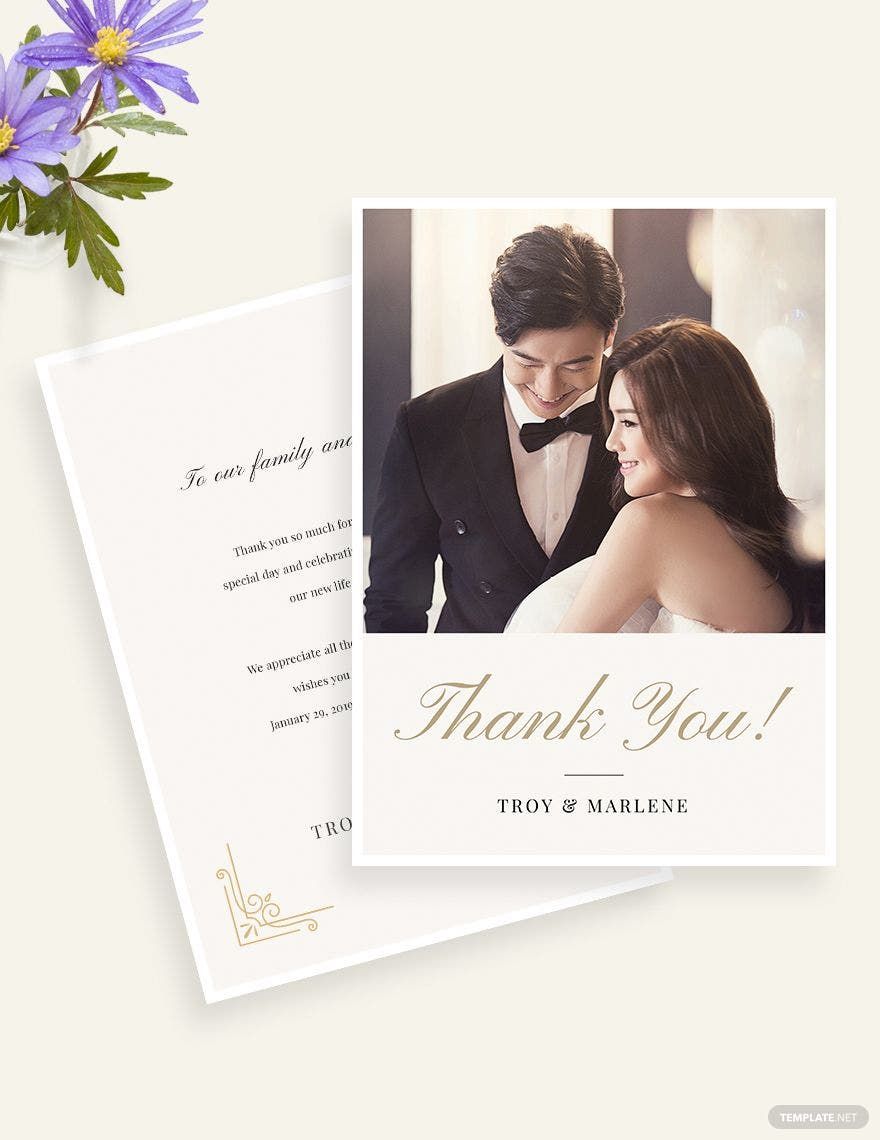 Free Simple Wedding Photo Thank You Card Template