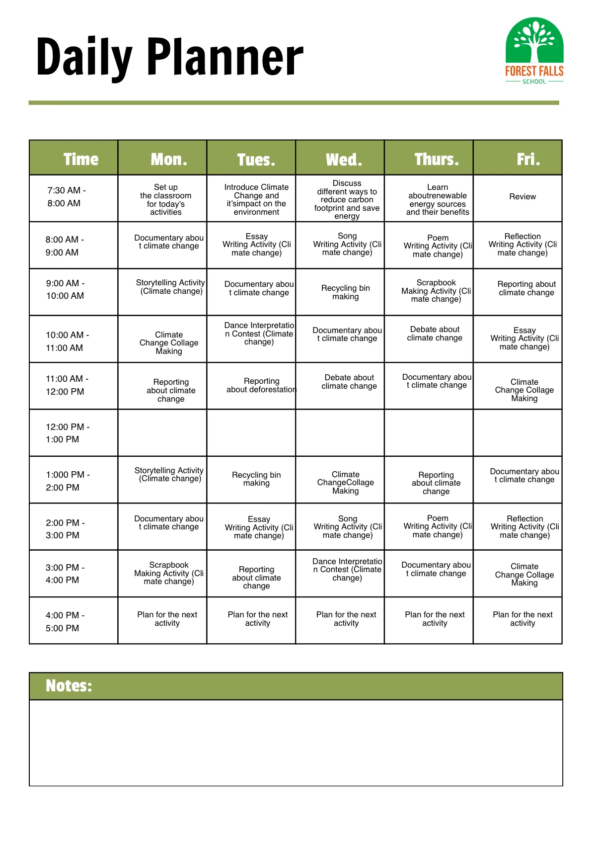 Free Climate Change Planner Template to Edit Online