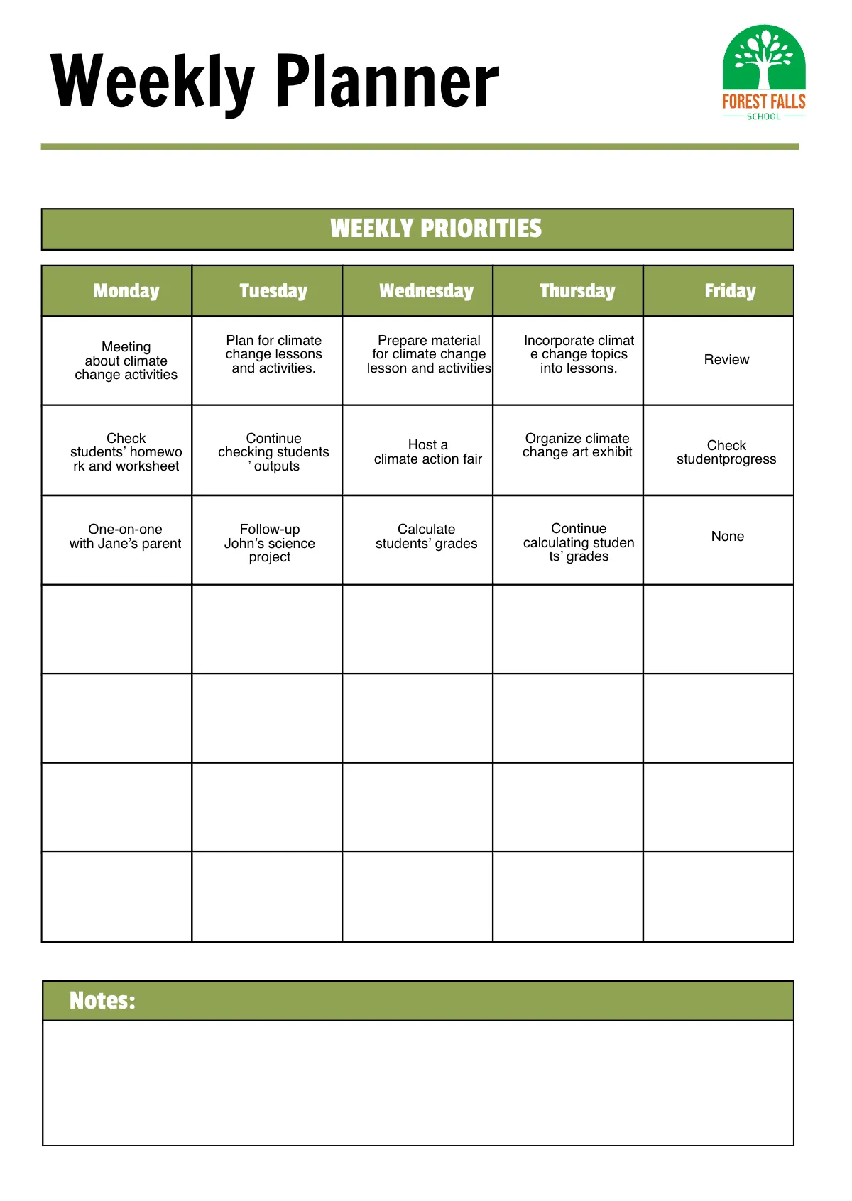 Free Climate Change Planner Template to Edit Online
