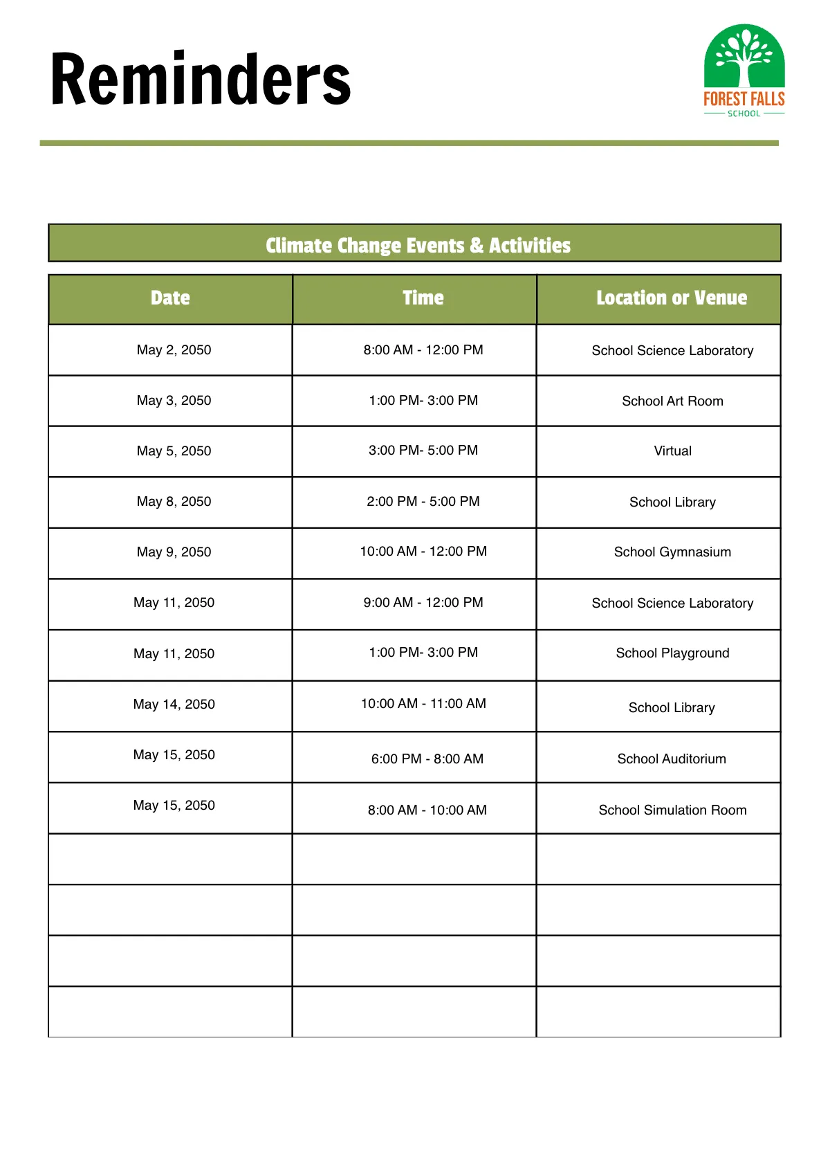 Free Climate Change Planner Template to Edit Online
