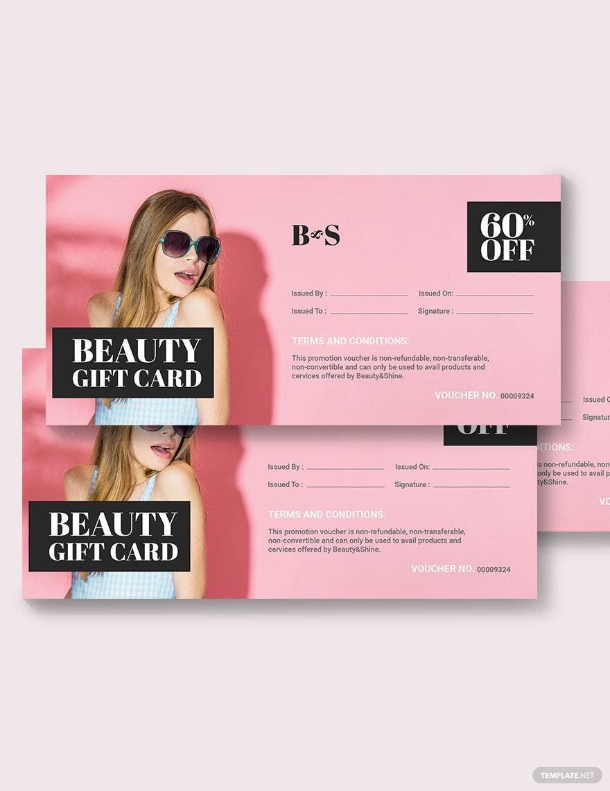 Beauty Gift Card Voucher Template in Word, Illustrator, PSD, Apple Pages, Publisher