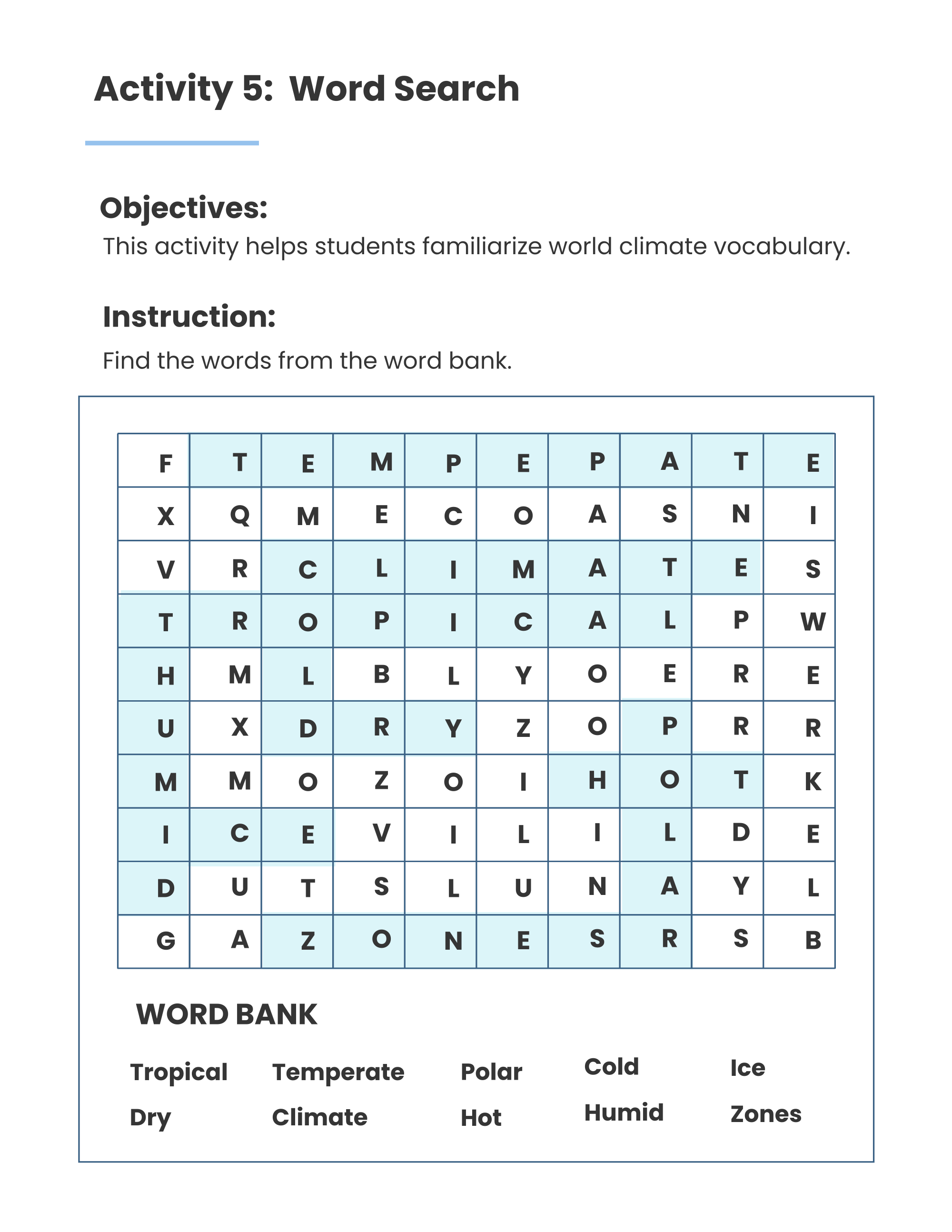 Free World Climate Workbook Template to Edit Online