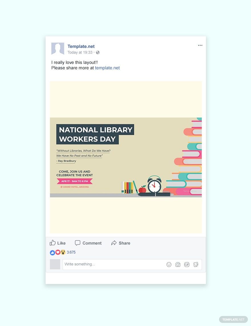 National Library Workers Day Facebook Post Template