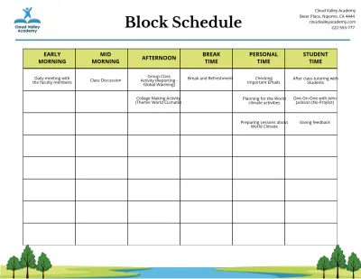 Free World Climate Schedule Template to Edit Online