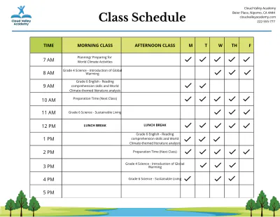 Free World Climate Schedule Template to Edit Online