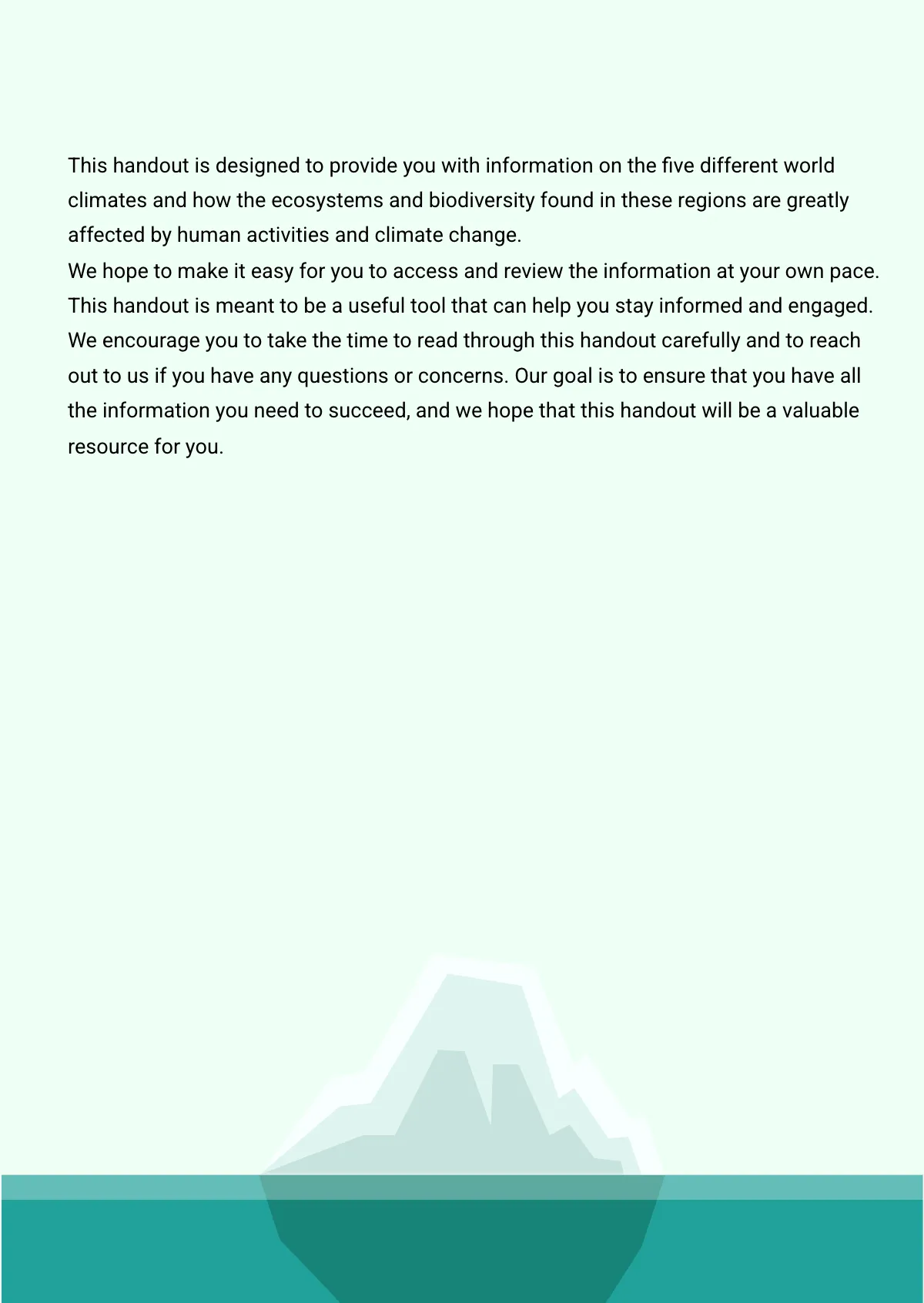 Free World Climate Handout Template to Edit Online