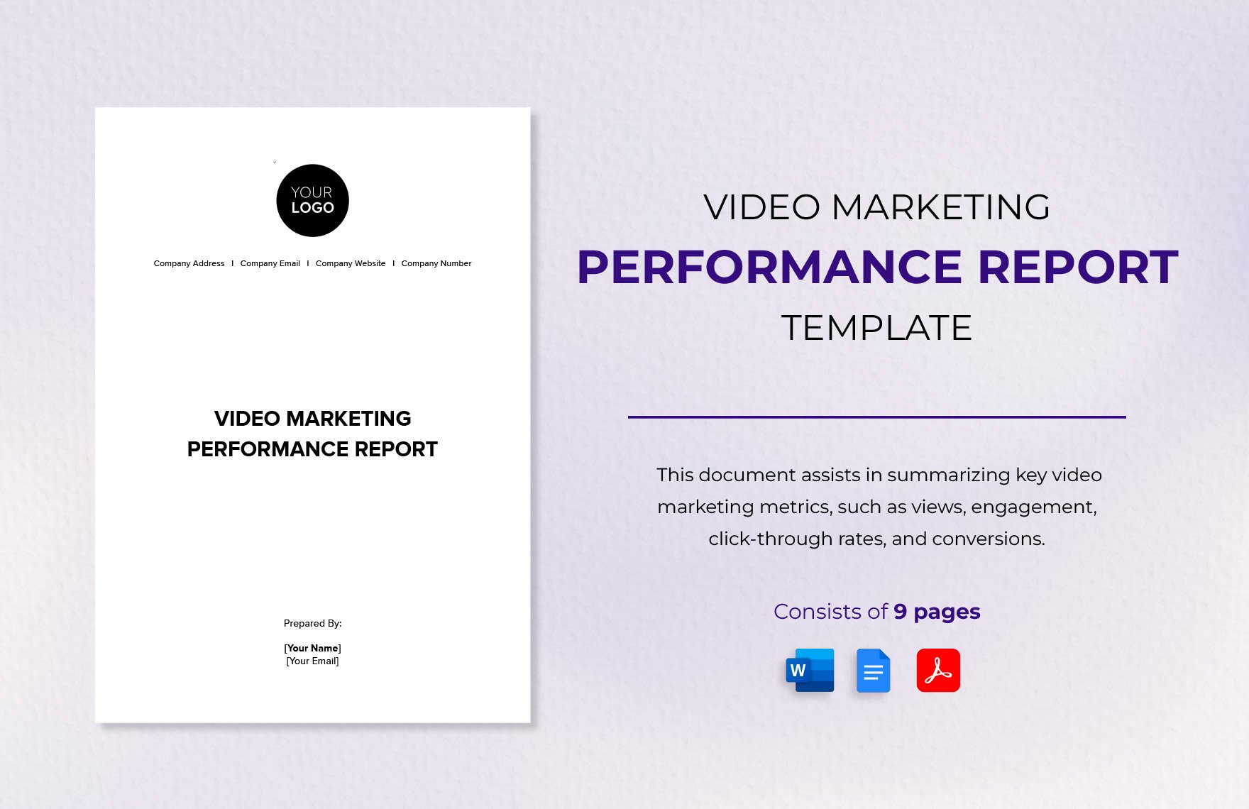 Video Marketing Performance Report Template