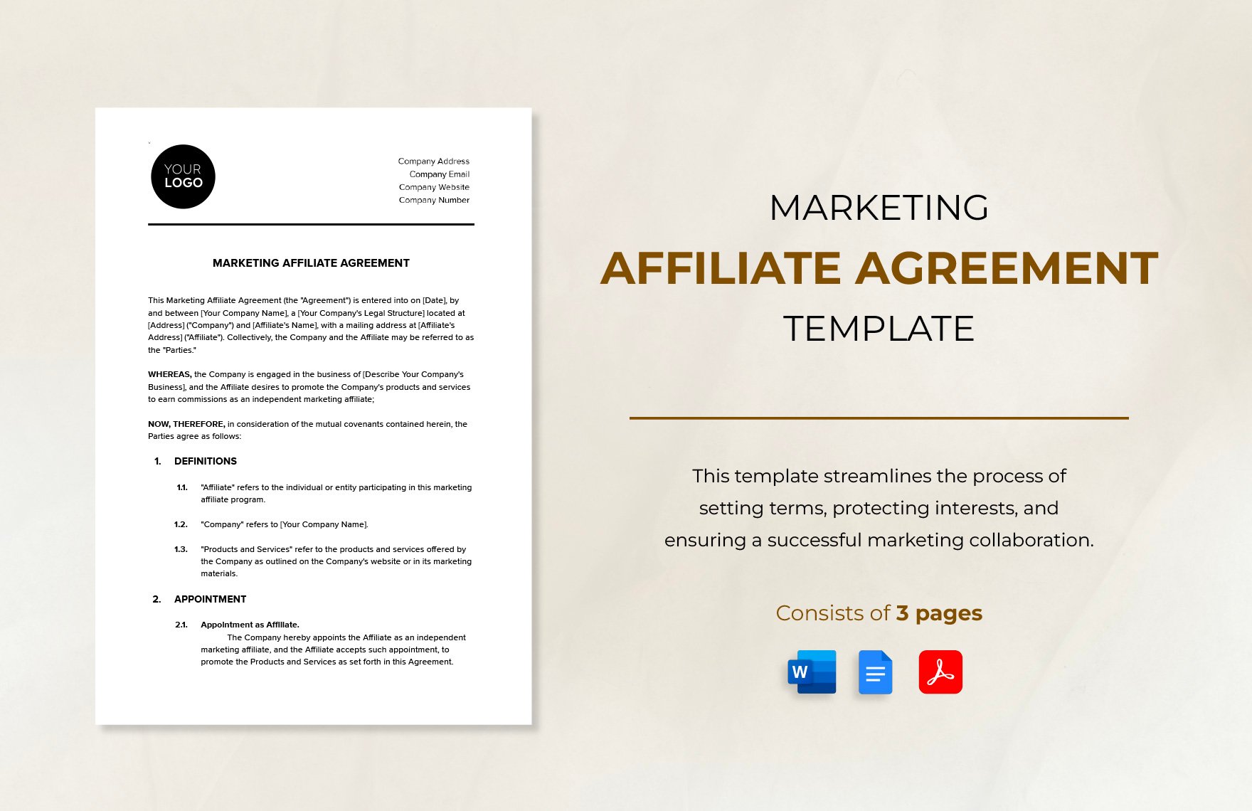 Marketing Affiliate Agreement Template