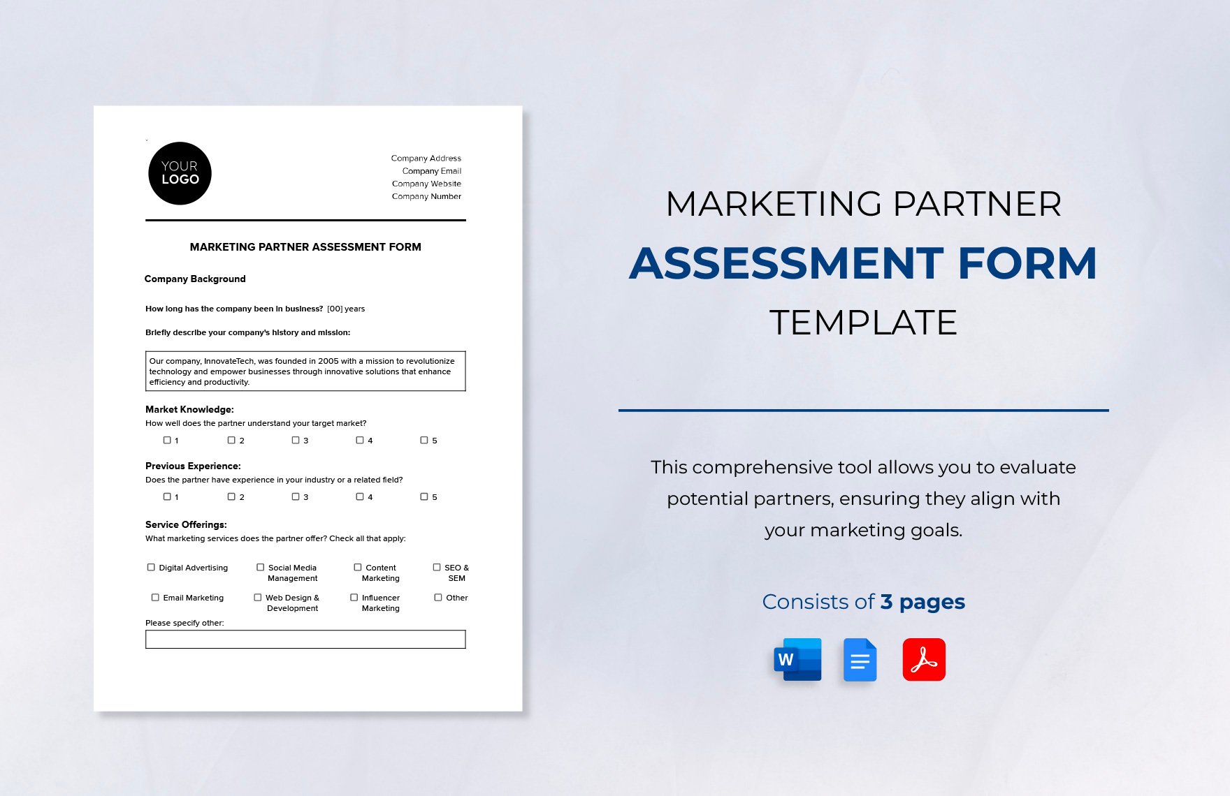 Marketing Partner Assessment Form Template in Word, Google Docs, PDF